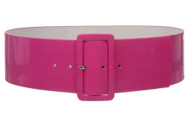 Ladies High Waist Patent Leather Wide Fashion Square Belt