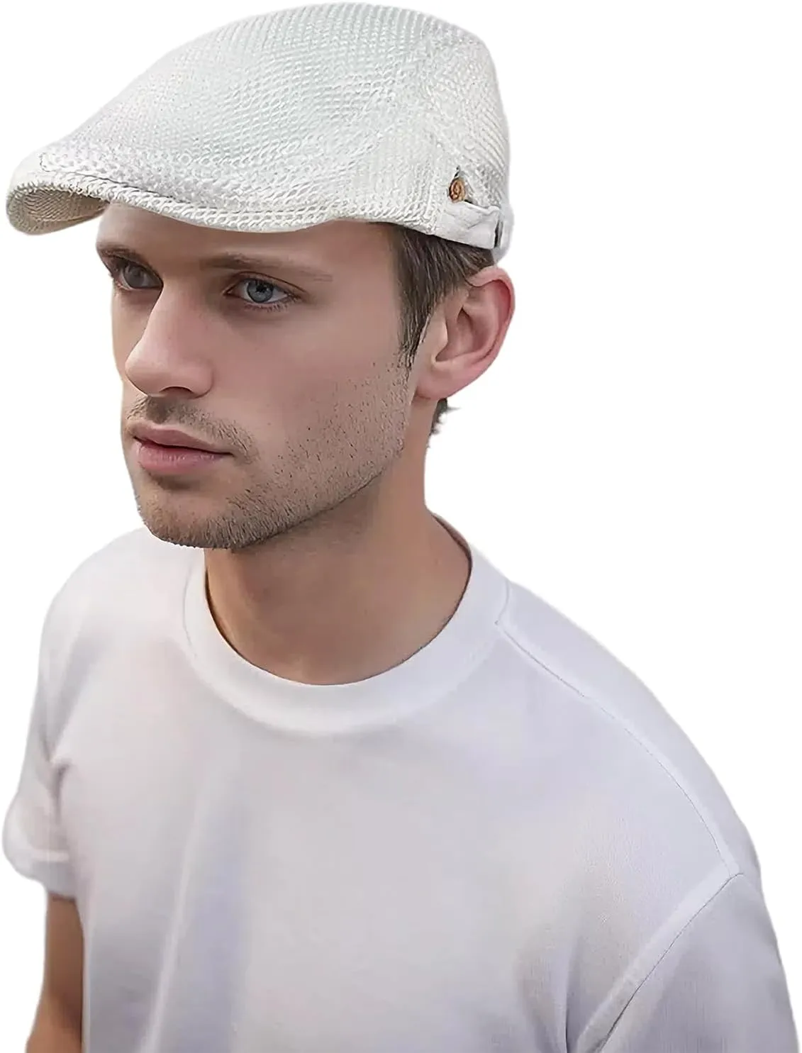 Lanzom Men's Breathable Mesh Summer Hat Adjustable Newsboy Beret Ivy Cap Cabbie Flat Cap Gatsby Driving Hunting Hats
