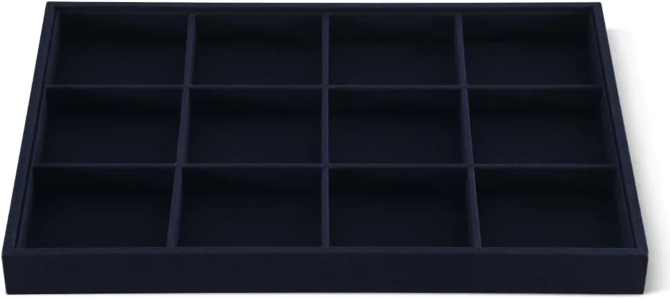 Linen 12 Grid Stackable Bangle Storage Tray, Bracelet Watch Display Tray, Jewelry Shop Counter Showcase Table Top Organizers, Makeup Table Drawer Insert Jewelry Tray