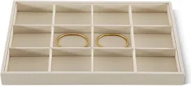 Linen 12 Grid Stackable Bangle Storage Tray, Bracelet Watch Display Tray, Jewelry Shop Counter Showcase Table Top Organizers, Makeup Table Drawer Insert Jewelry Tray