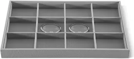 Linen 12 Grid Stackable Bangle Storage Tray, Bracelet Watch Display Tray, Jewelry Shop Counter Showcase Table Top Organizers, Makeup Table Drawer Insert Jewelry Tray
