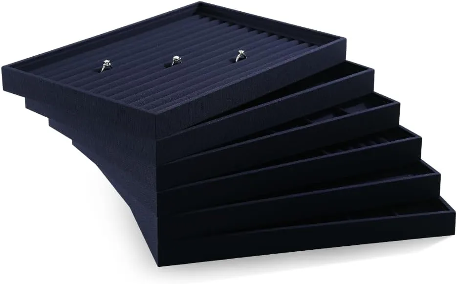 Linen 12 Grid Stackable Bangle Storage Tray, Bracelet Watch Display Tray, Jewelry Shop Counter Showcase Table Top Organizers, Makeup Table Drawer Insert Jewelry Tray