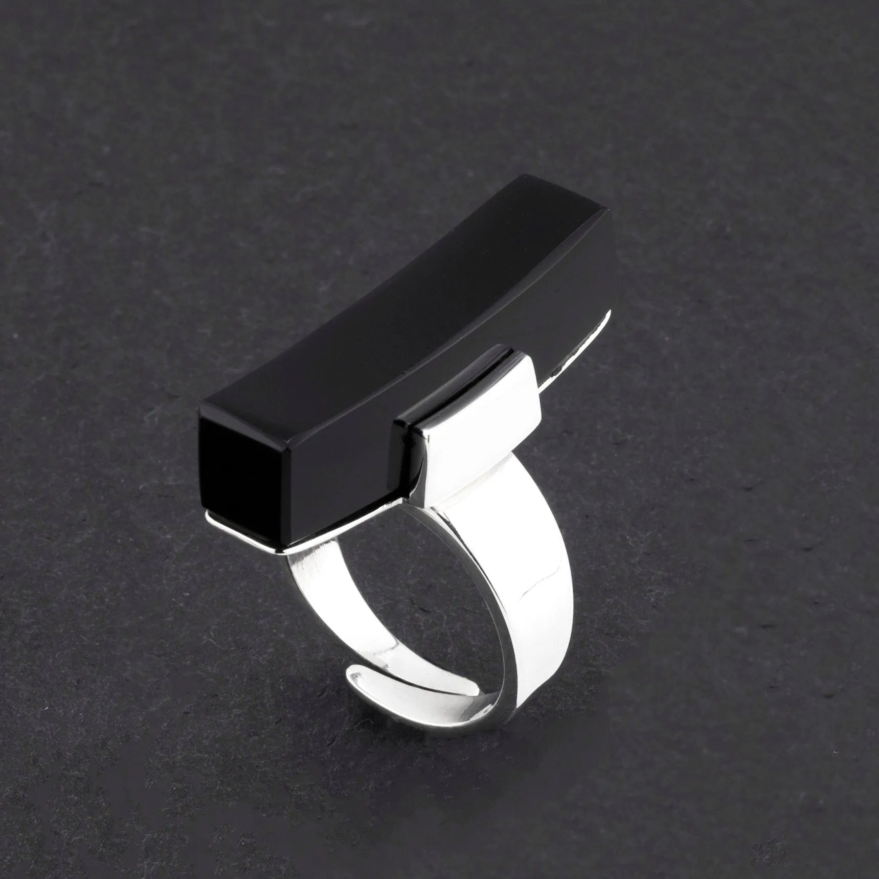 Long Black Onyx Statement Ring