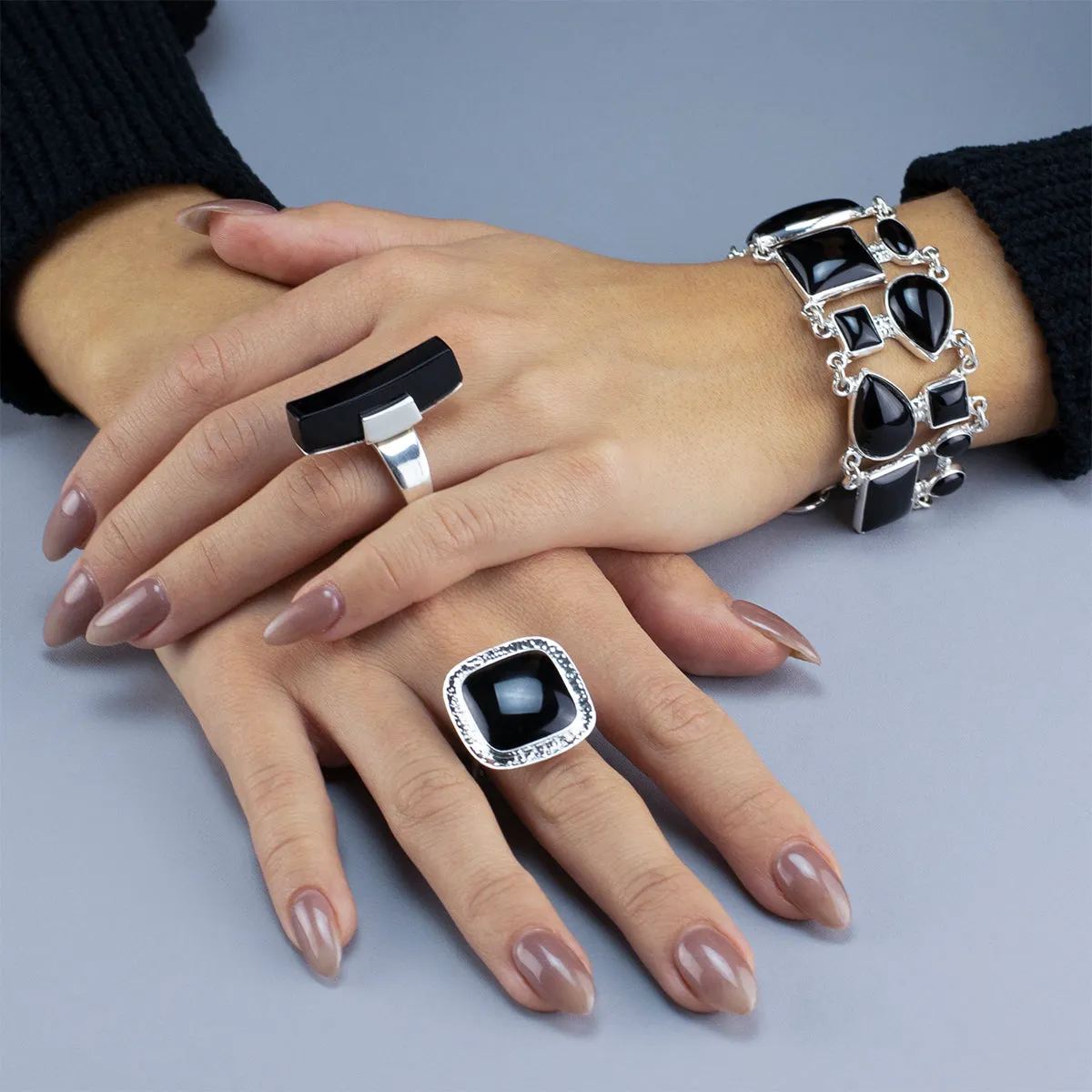 Long Black Onyx Statement Ring