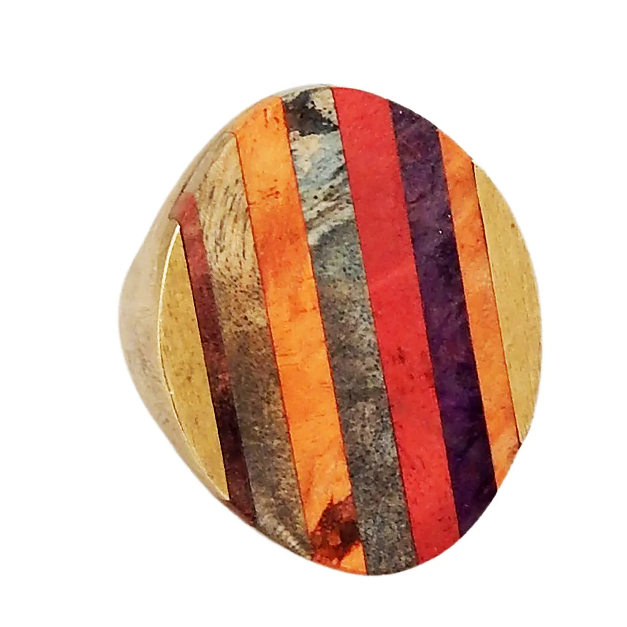 LYDIA MARCOS DESIGN - "STATEMENT" Chunky Ring with Inlaid Wood and Copper