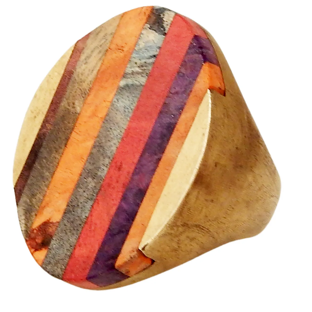 LYDIA MARCOS DESIGN - "STATEMENT" Chunky Ring with Inlaid Wood and Copper