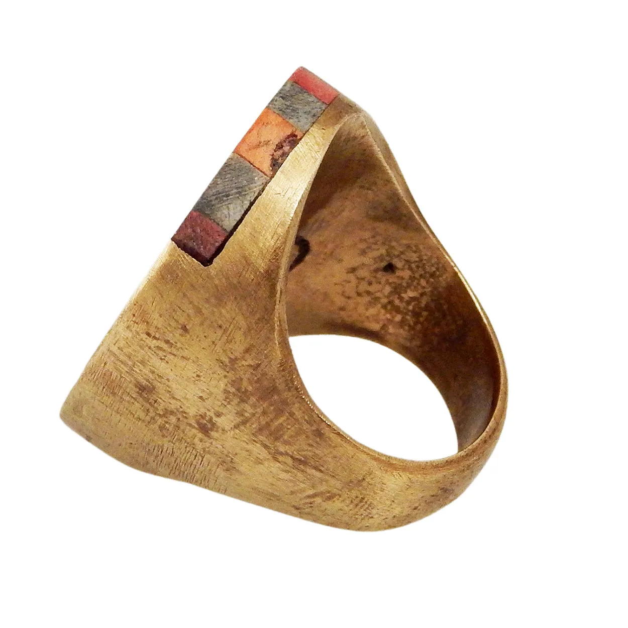 LYDIA MARCOS DESIGN - "STATEMENT" Chunky Ring with Inlaid Wood and Copper