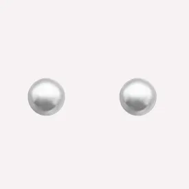 MEDIUM PEARL STUD EARRINGS IN SILVER