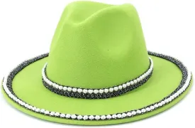 New French Style Women Wool Fedora Hat Handmade Decoration Elegant Lady Wedding Hat Winter Wide Brim Warm Jazz Hat Fengyan Cowboy Hats (Color : C8, Size : 56-58CM)