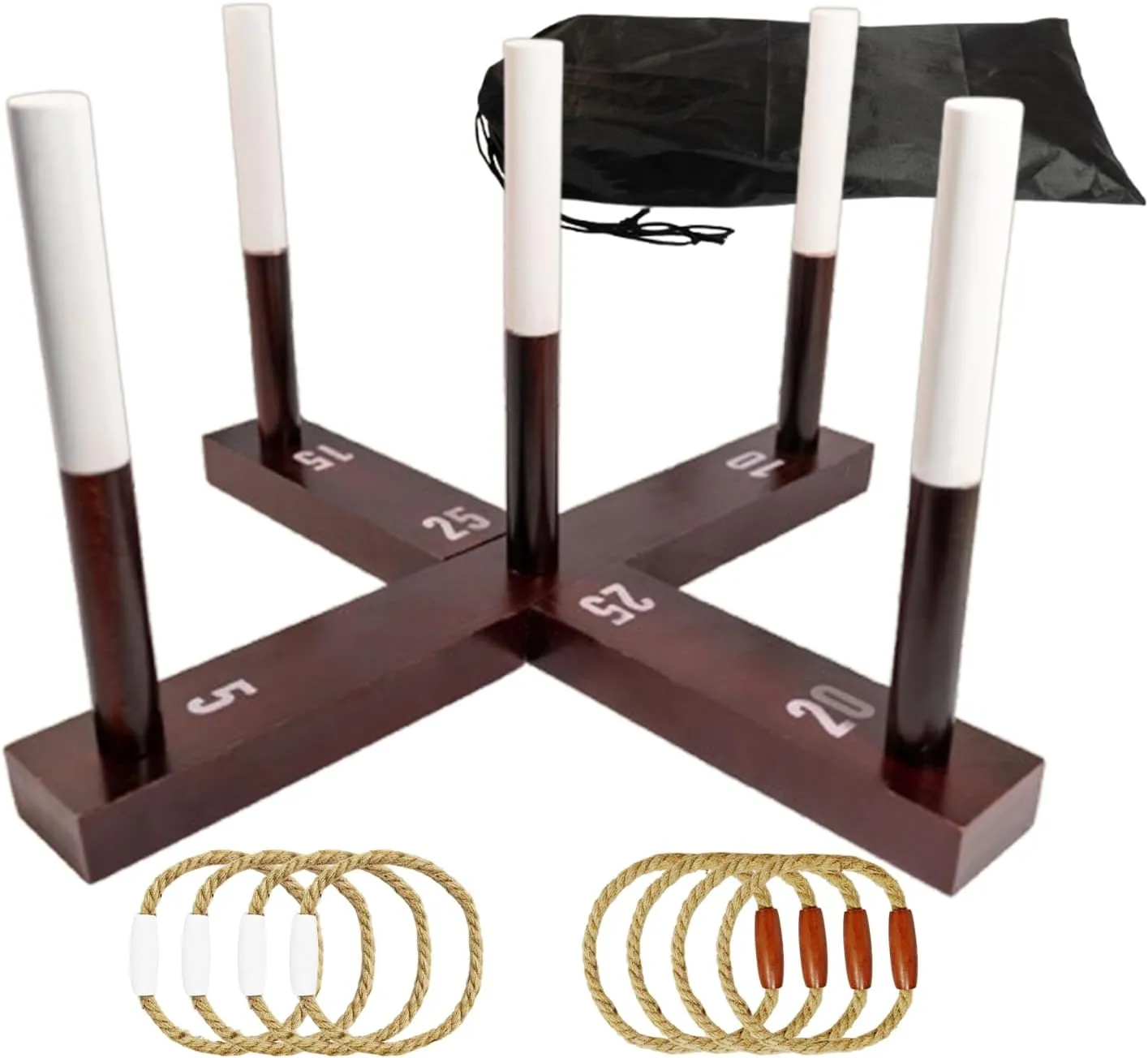 Outdoor Yard Games, Ring Toss Games for Adults and Family, Wood Ring Toss Game for Backyard, Camping,Party