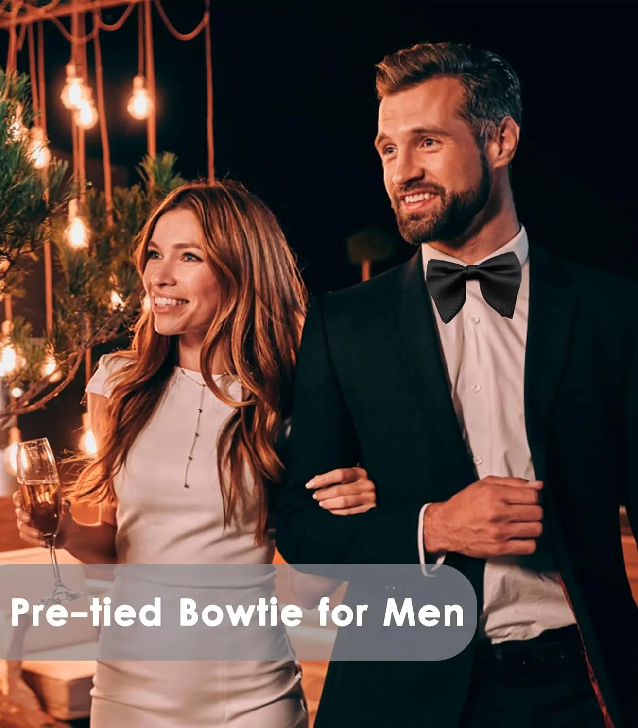 Oversized Bow Ties for Men, Pre Tied Clip on Men's Black Bowtie for Wedding Tuxedo Banquets Formal Wear