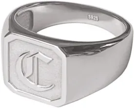 Personalized 925 Sterling Silver Square Signet Ring Custom Engraved Old English Initial Pinky Ring