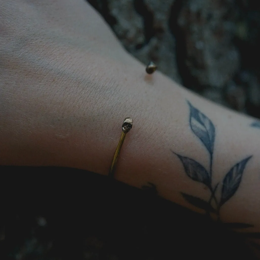 Petite Skull Cuff Bracelet in Sterling Silver