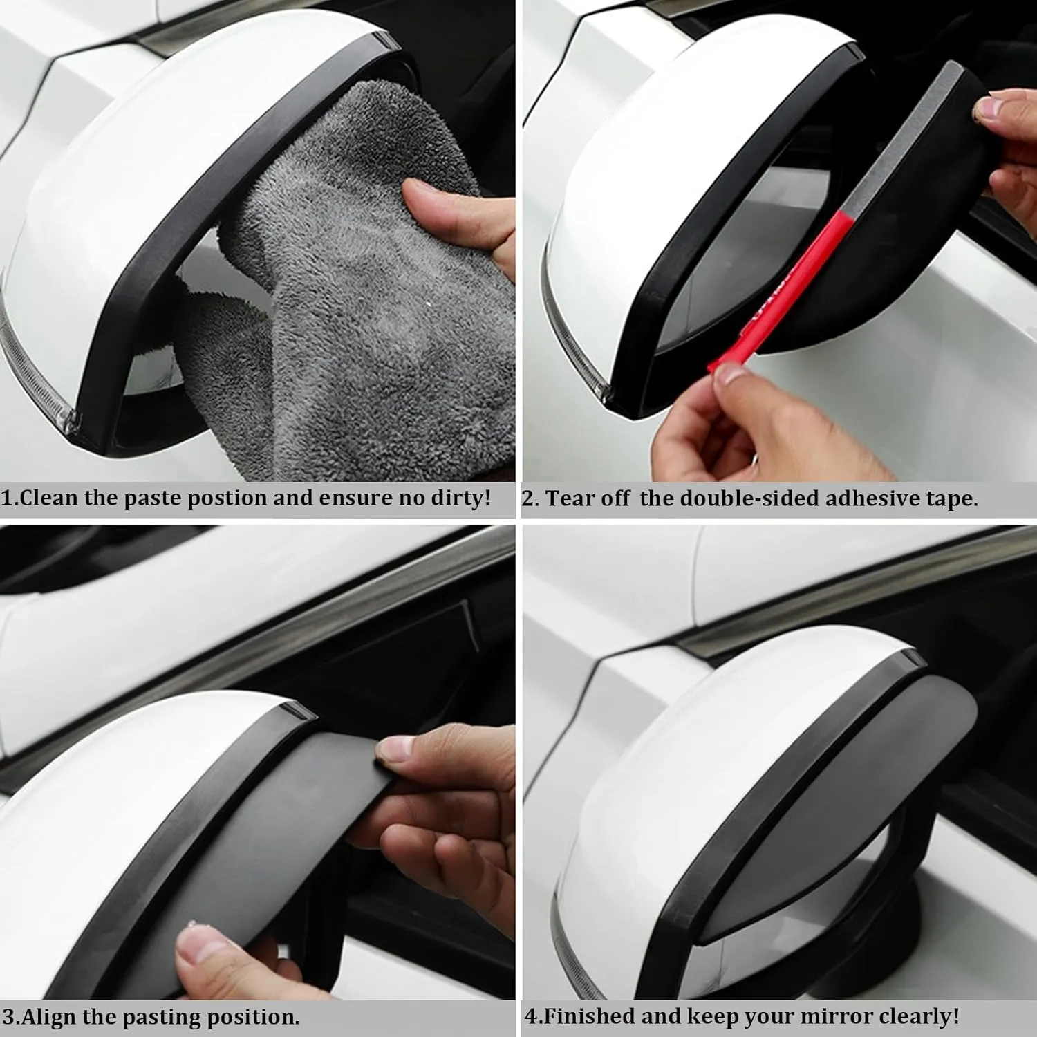 Pincuttee 2PC Side Mirror Visor Rain Guards,Car Rear View Mirror Rain Cover,Silicone Rain Shield,Mirror Cover Rubber Visor Guard(Black-Sport,2Pack)