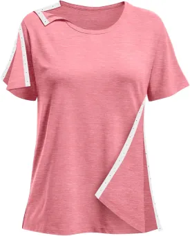 Post Shoulder Surgery Shirts for Women- Short Sleeve-Full Snap-Open Arm Shoulder Recovery Clothing Chemo Clothing
