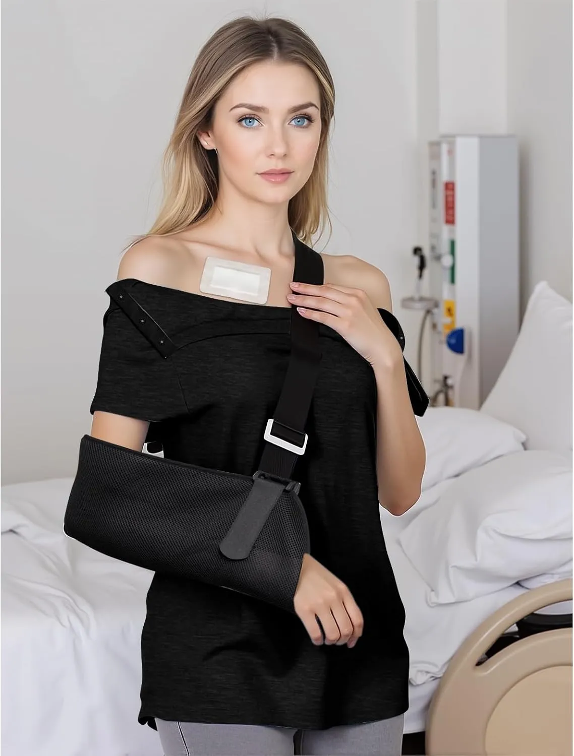Post Shoulder Surgery Shirts for Women- Short Sleeve-Full Snap-Open Arm Shoulder Recovery Clothing Chemo Clothing