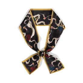 "Dream" Silk Twilly Neck Bow - Black