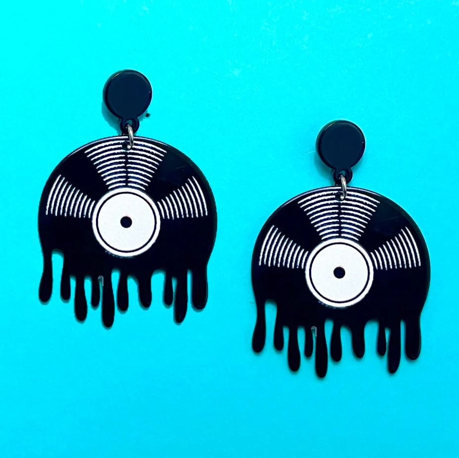 Retro Record Drop Earrings