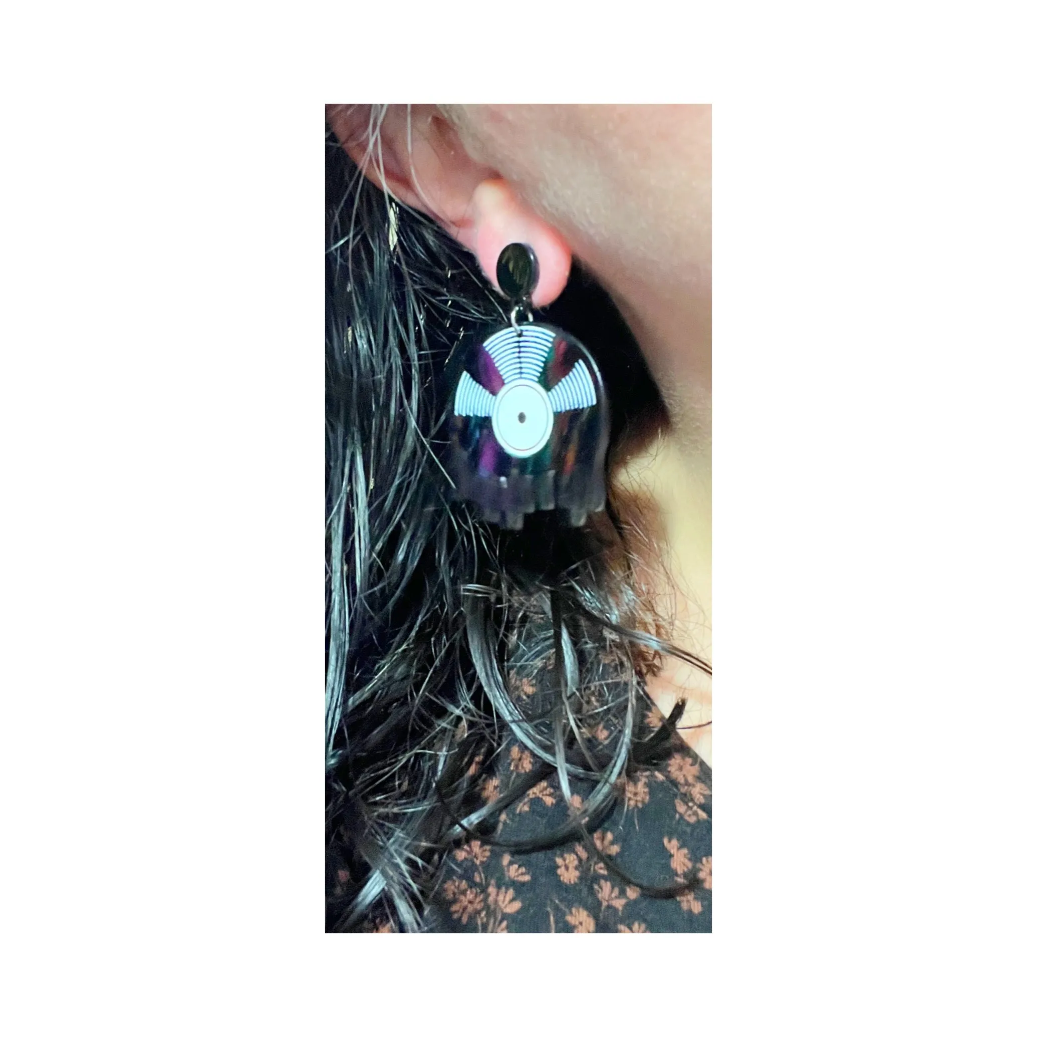 Retro Record Drop Earrings