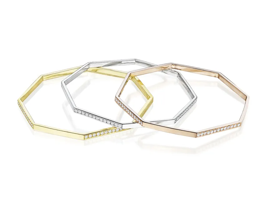 Rose Gold and White Diamond Hexagon Bangle by MadStone