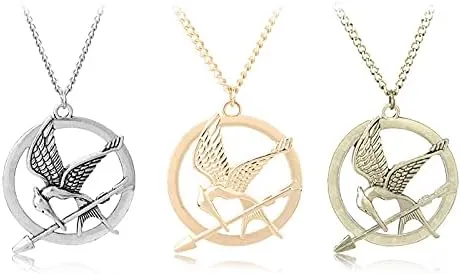 Round Hoop Hunger Games Mocking Birds Personality Symbol Necklace Animal Birds Film Television Props for Women Men