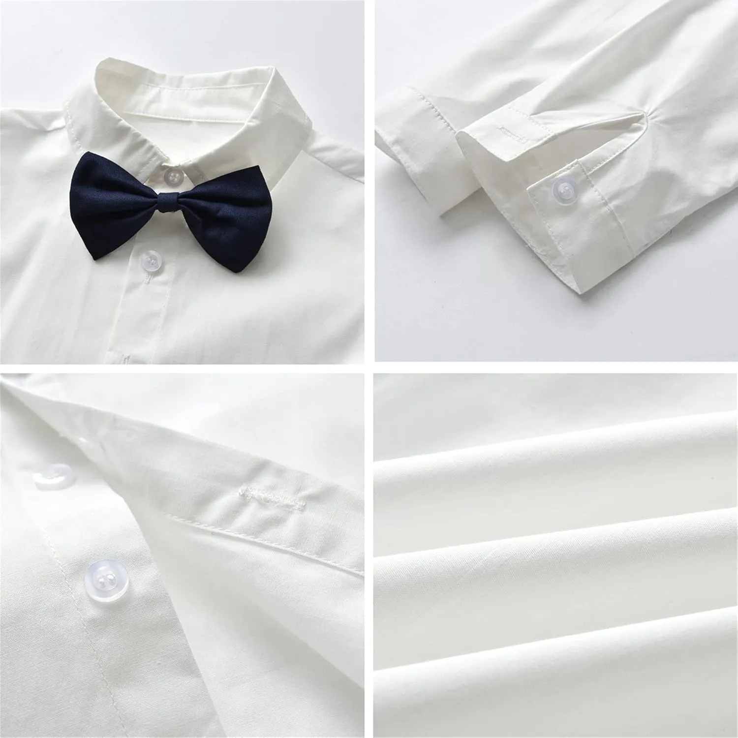 SANGTREE Boys Kids Little Boy Formal Suits Clothes Set, Shirt with Bow Tie Beret Hat Suspender Pants Sets, 3 Months - 9 Years