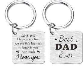 SOUSYOKYO Fathers Day Birthday Gifts - Best Dad Ever Keychain, I Love My Dad Present from Daughter Son