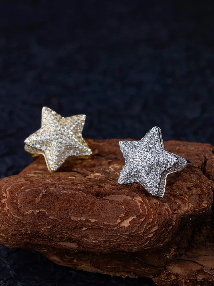 Star Ring 925 Sterling Silver 18K Gold Plated Pave Cubic Zirconia Simulated Diamonds Statement Women's Fine Jewelry Waterproof Tarnish Free Fashion Gifts