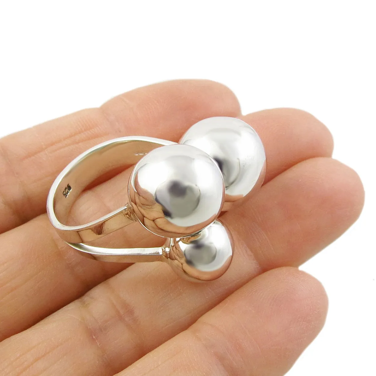 Sterling Silver Ball Cluster Ring
