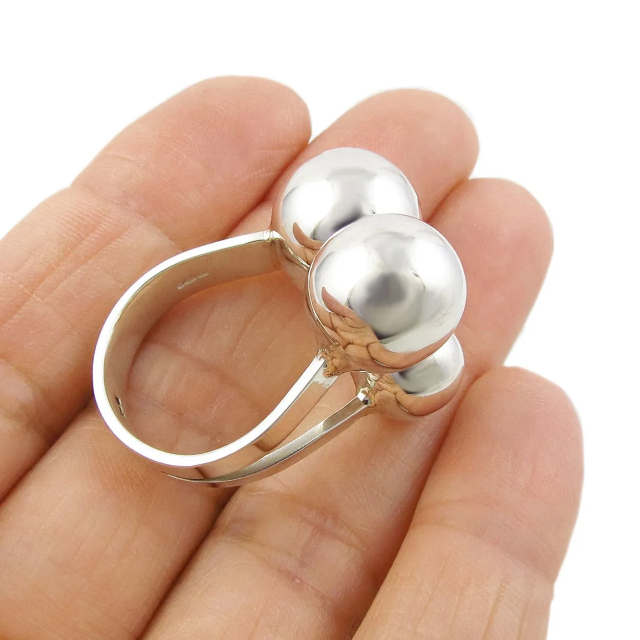 Sterling Silver Ball Cluster Ring
