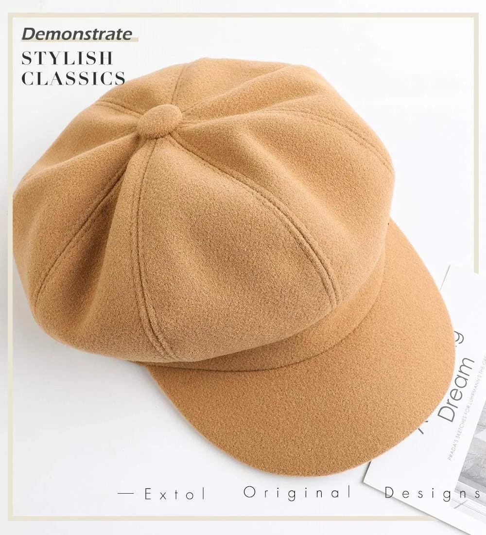 Sumolux Women Beret Newsboy Hat French Wool Cap Classic Autumn Spring Winter
