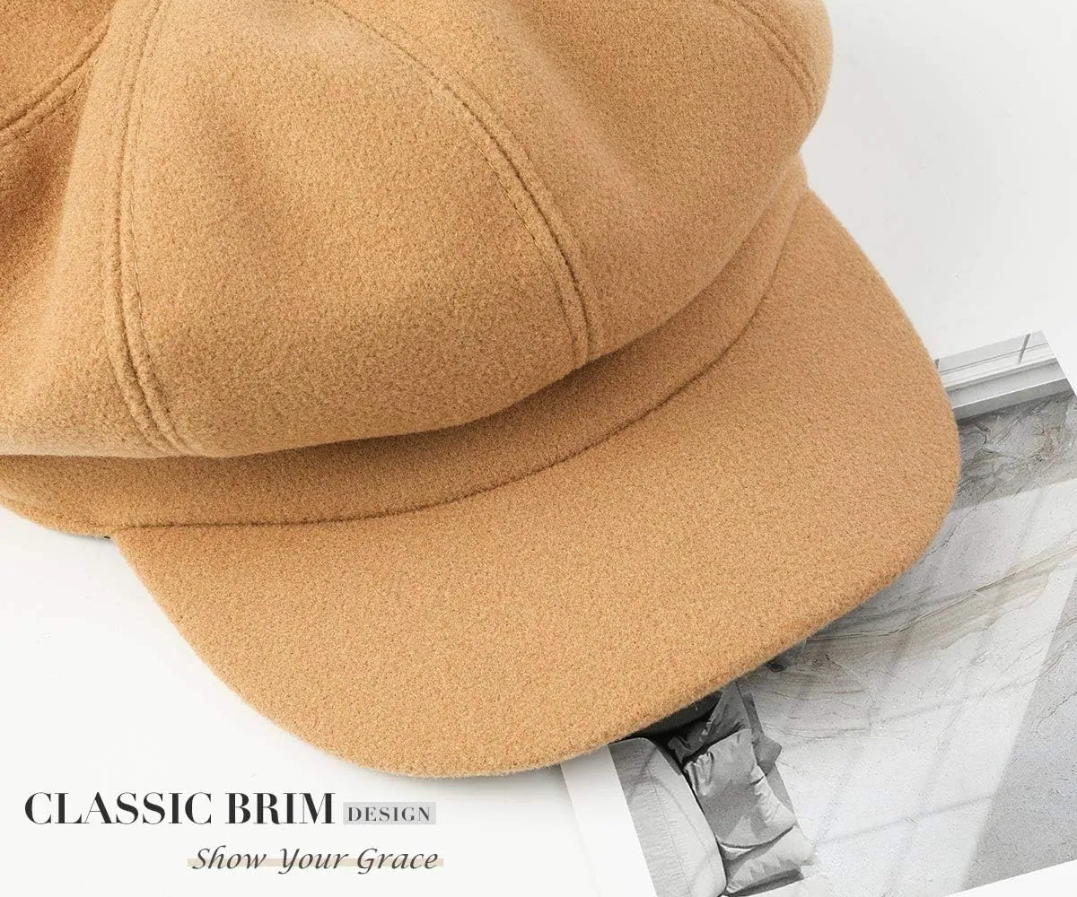 Sumolux Women Beret Newsboy Hat French Wool Cap Classic Autumn Spring Winter