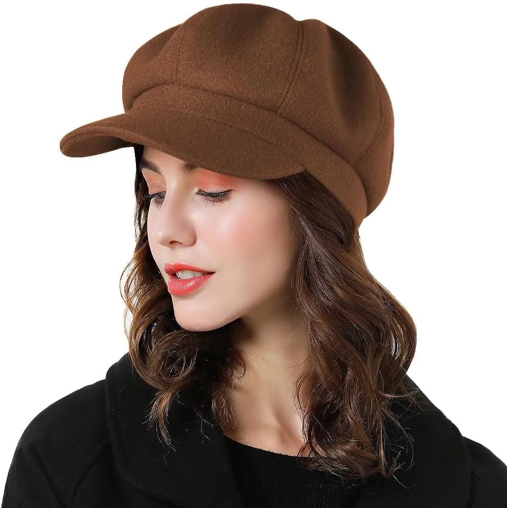 Sumolux Women Beret Newsboy Hat French Wool Cap Classic Autumn Spring Winter