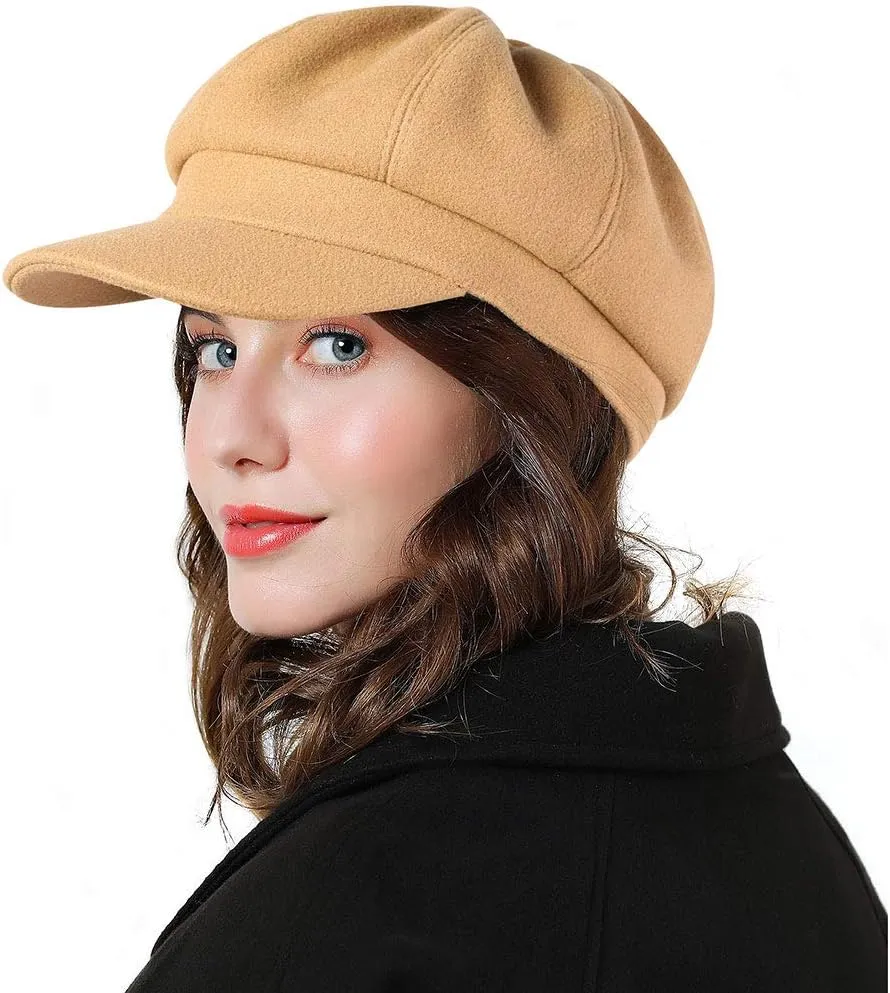 Sumolux Women Beret Newsboy Hat French Wool Cap Classic Autumn Spring Winter