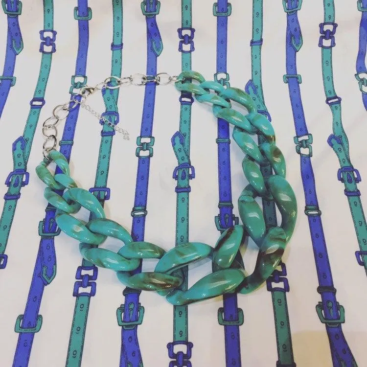 Turquoise Acrylic Chain Necklace