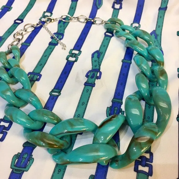 Turquoise Acrylic Chain Necklace