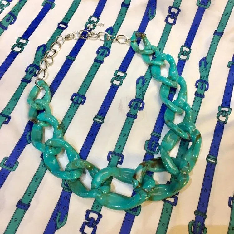 Turquoise Acrylic Chain Necklace