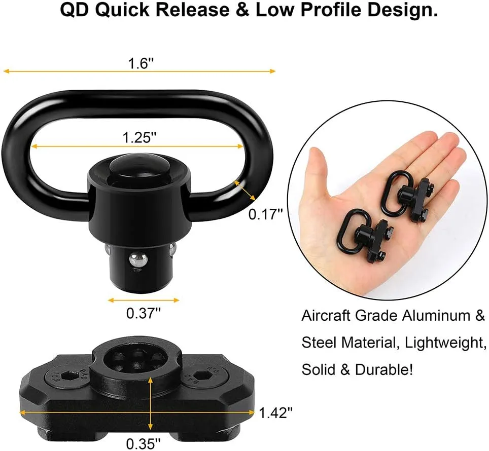 Two Point Traditional QD Sling 1.25" 2 Point Sling Swivels Mounts for Mlock