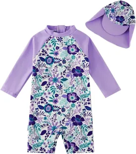upandfast Baby/Toddler Girls Sunsuit Swimsuit with Snap Bottom UPF 50  Infant One Piece Rashguard Swimwear