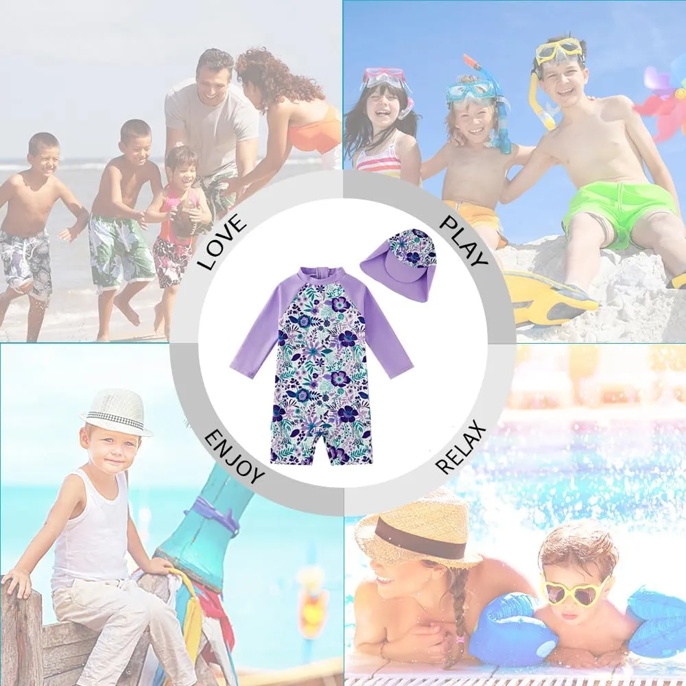 upandfast Baby/Toddler Girls Sunsuit Swimsuit with Snap Bottom UPF 50  Infant One Piece Rashguard Swimwear