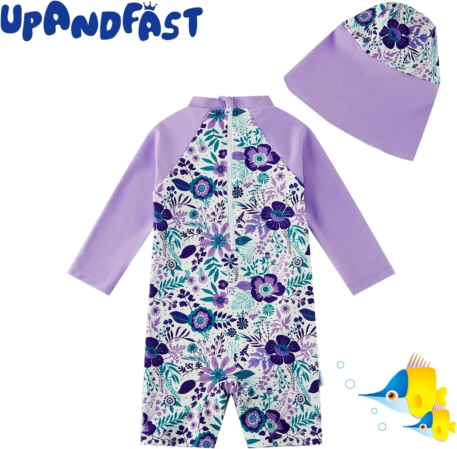 upandfast Baby/Toddler Girls Sunsuit Swimsuit with Snap Bottom UPF 50  Infant One Piece Rashguard Swimwear