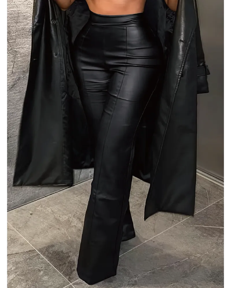 Vegan Leather High-Waist Wide Leg Pants