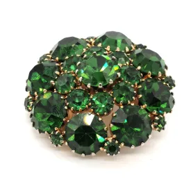 Vintage Signed Weiss Open Back Green Rhinestone Brooch/Pin