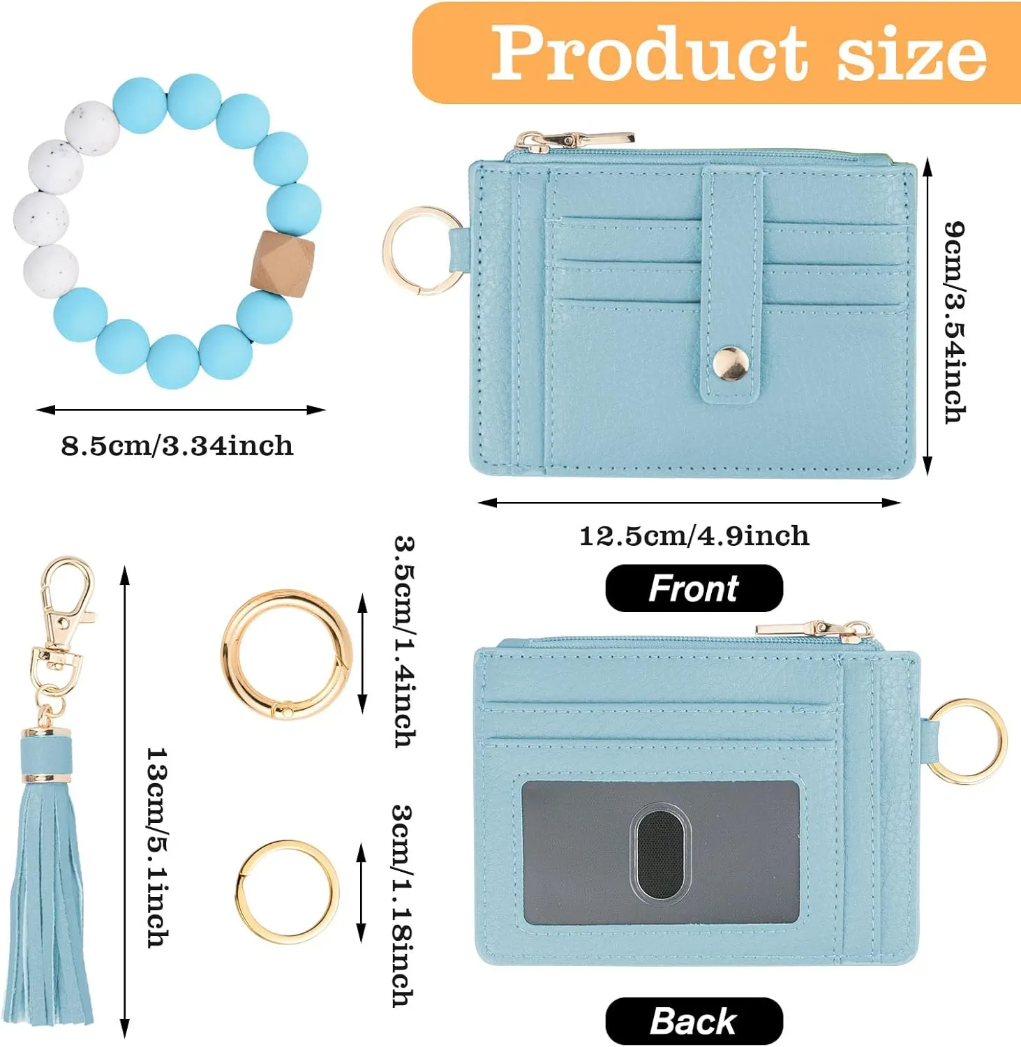 Wallet Keychain Wristlet for Women,Slim RFID Credit Card Holder Purse Tassel Keychain Bangle Key Ring for Men Women