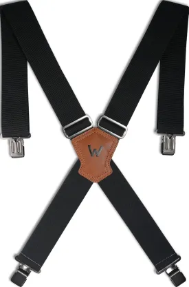 WELKINLAND 2Inch Wide Clip-On Work Suspenders, Heavy-Duty Work Suspenders Men, Big Tall Suspender For Seniors, Black Men Suspender For Jeans