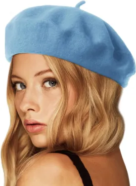 Wheebo Wool Beret Hat,Solid Color French Style Winter Warm Cap for Women Girls Lady