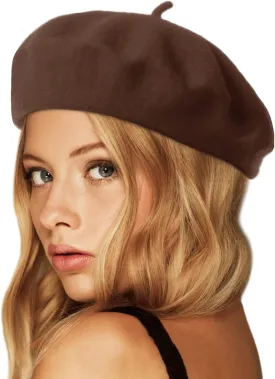 Wheebo Wool Beret Hat,Solid Color French Style Winter Warm Cap for Women Girls Lady