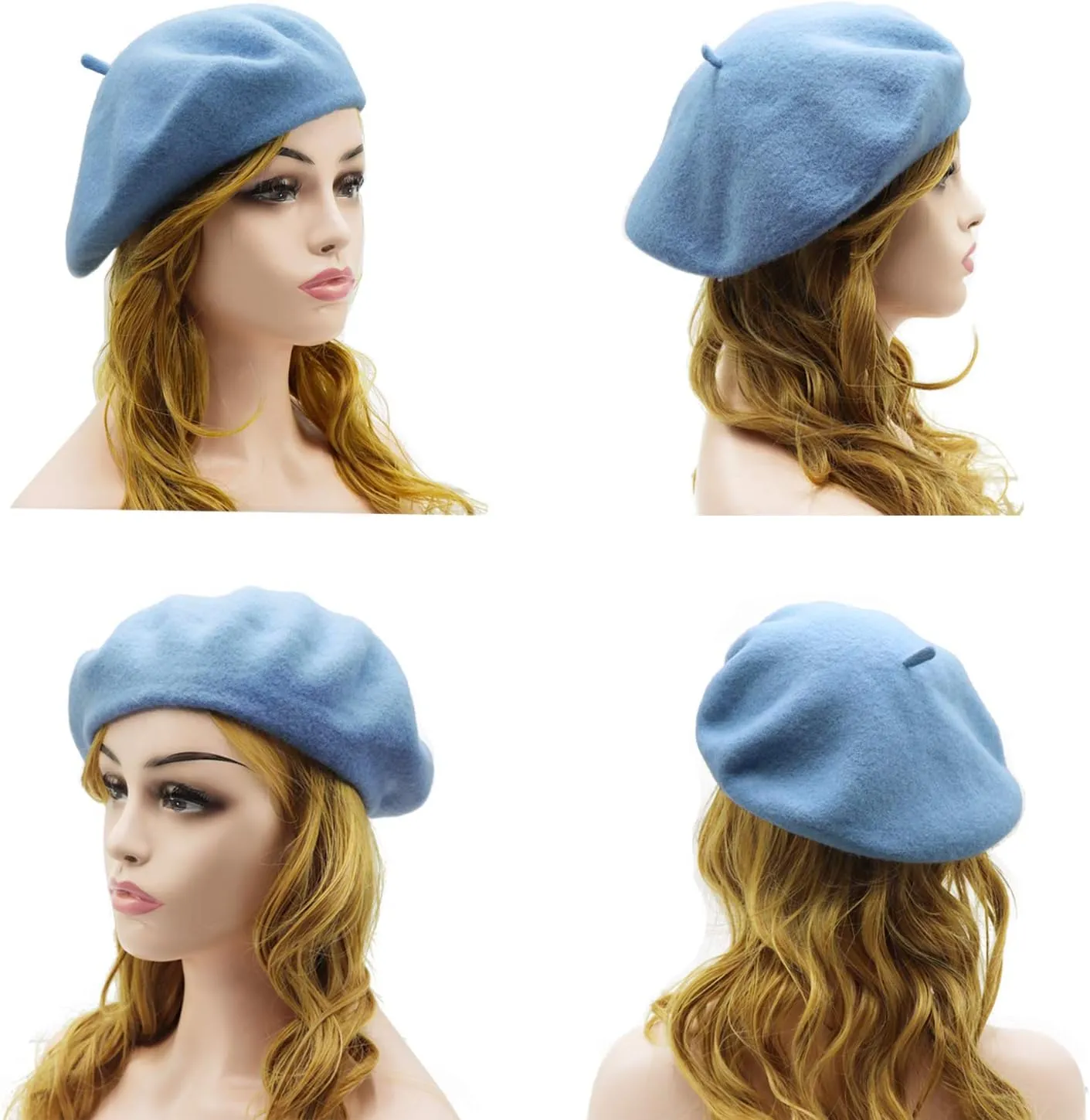 Wheebo Wool Beret Hat,Solid Color French Style Winter Warm Cap for Women Girls Lady