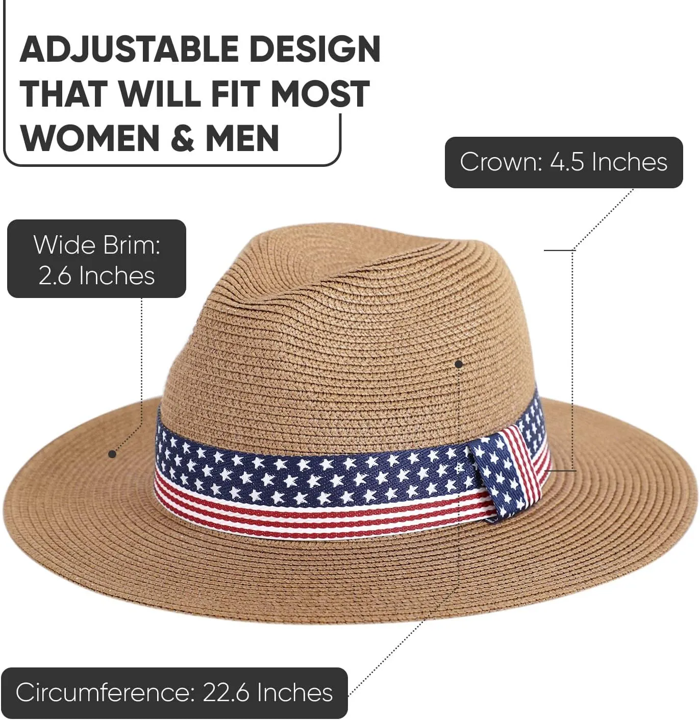 Wide Brim Straw Panama Hat - Stylish Lightweight, Breathable Men's & Women's Fedoras Provide Excellent UV Protection