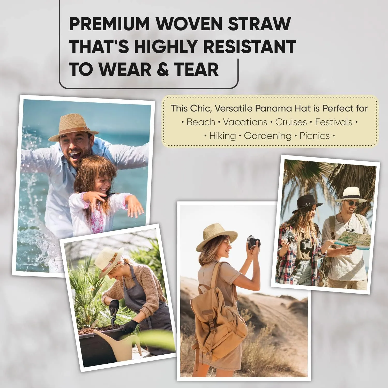 Wide Brim Straw Panama Hat - Stylish Lightweight, Breathable Men's & Women's Fedoras Provide Excellent UV Protection